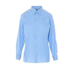 Auralee Women Cotton Silk Stripe Double-Cuff Shirt